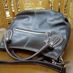 SOMES SADDLE ハンドバッグ 本革 ブラック ショルダーストラップ付き ソメスサドル 黒色 札幌市北区屯田の画像