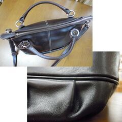 SOMES SADDLE ハンドバッグ 本革 ブラック ショルダーストラップ付き ソメスサドル 黒色 札幌市北区屯田の画像