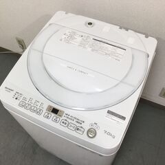 （1/27受渡済）JT8011【SHARP/シャープ 7.0㎏洗濯機】美品 2020年製 ES-KS70W-W 家電 洗濯 全自動洗濯機 簡易乾燥付