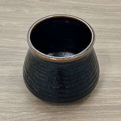 ★新品未使用品★　ゆず天目 ガラ入(大)　汁次　アラ入れ　串入れ　陶雅　鍋料理　R4-0088の画像