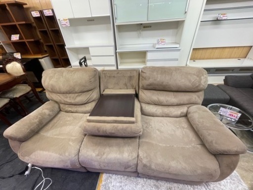 【リサイクルサービス八光】幅198㎝　ニトリ　ビリーバー布　BEIGE　3人掛け電動ソファ