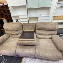 【リサイクルサービス八光】幅198㎝　ニトリ　ビリーバー布　BEIGE　3人掛け電動ソファ