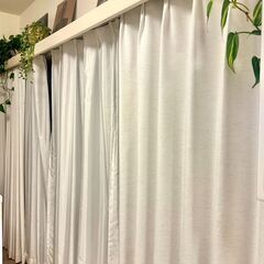 【美品】厚手カーテン＋レースセット（ベージュ）幅100×丈178cm 各4枚ずつの画像