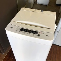 福岡市内配送設置無料　2020年　ハイセンス 全自動 洗濯機 4.5kg ホワイト HW-K45E 最短10分洗濯 真下排水 予約機能 スリム 風乾燥 強力洗浄 一人暮らし 二人分のお洗濯