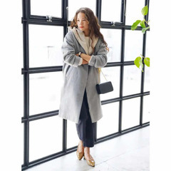 アースミュージック&エコロジー　2wayファー付Vネックノーカラーコートの画像