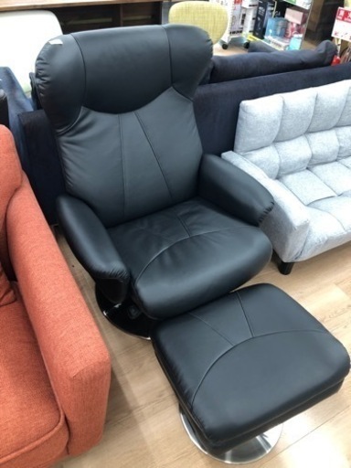 リクライニングチェア オットマン付き 合皮【トレファク上福岡】