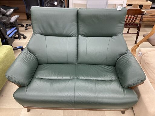 2人掛けソファー　ニトリ　コウテイ3　ｸﾞﾘｰﾝ