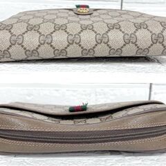 希少 GUCCI グッチ シャリーライン ショルダーバッグ オールドグッチ GG柄 PCV×レザー ブラウン系 [粉ふき、傷みあり] ☆札幌市白石区 白石店 の画像