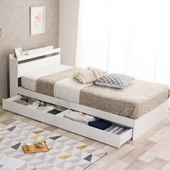 ★ほぼ新品★　シングル　Pluto　収納付きベッド　ホワイト　j00012