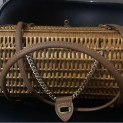 美品 昭和レトロ 編みかご 手提げバック 籐製バスケット トートバッグ アンティーク ヴィンテージ 現金支払い可能　希少品 ハンドバッグ アクセサリーの画像