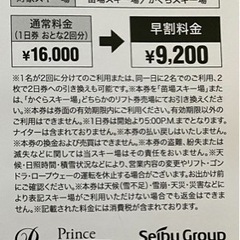 1日リフト券２枚【かぐらスキー場or苗場スキー場】の画像