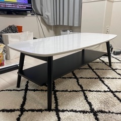 ローテーブル　収納ありツートンカラー