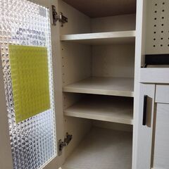 ①モカ 食器棚 レンジ台 キッチンカウンター キッチン収納 キッチンボード 収納棚 北欧 幅約60cm クリーム おしゃれ クリーニング済 堺市 石津 【ジャングルジャングル石津店】の画像