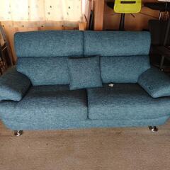 【美品】2.5人掛け ファブリックソファ ネイビー　※定価11万8,000円 LOWYA（ロウヤ） ソファ ソファー ファブリック生地 2人掛け おしゃれ