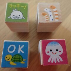 新品未使用　木製スタンプ　海　魚　水族館の画像
