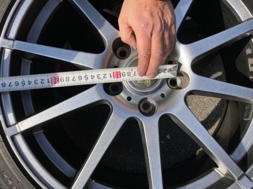 STRANGER 18インチ タイヤ付きアルミホイール 18×7.5J 5穴 PCD114.3 ＋55 PINSO 215/45 ZR18 7分山　中古品