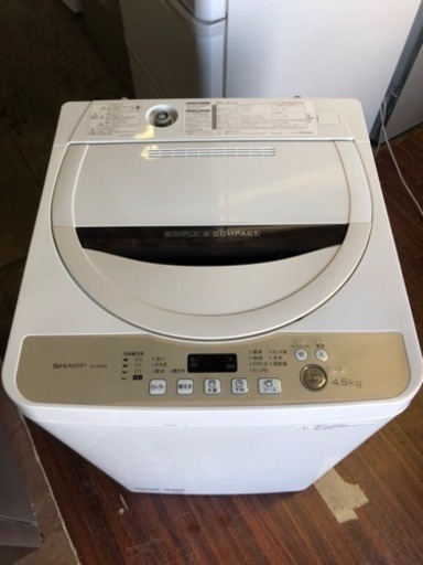 北九州市内配送無料　保証付き　シャープ 全自動洗濯機 4.5Kgタイプ ベージュ ES-GE45R-C