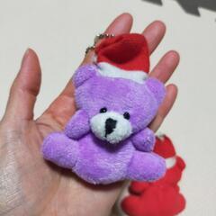 サンタ帽くま　テディベア　マスコットキーホルダーの画像