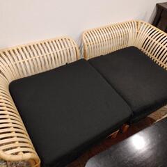 サンフラワー　ラタン　ソファー+テーブル　籐　値下げ可能の画像