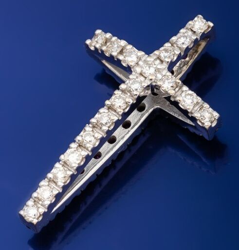 贅沢品 ルビー・ダイヤモンド K18WG リバーシブル ペンダント クロス アクセサリー