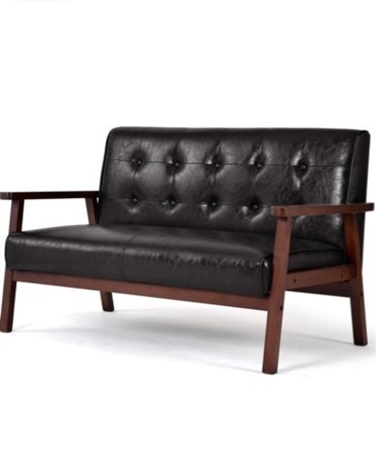 レザーアンティーク調2人掛けソファ