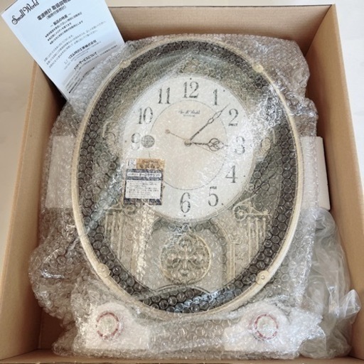 リズム 掛け時計 電波時計 からくり時計 18曲 メロディ 付き ブラウン スモールワールドプラウド 4MN523RH06