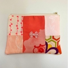 ハンドメイド　パッチdeポーチ　お着物和柄　パッチワーク　ポーチ...