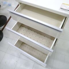 パモウナ キッチンチェスト 幅60×奥行50×高さ85.5cm エナメル調 ホワイト系 下台 キッチンカウンター キッチン収納 収納家具 苫小牧西店の画像