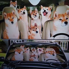 柴犬カーサンシェード、柴犬カーデコレーション、柴犬フロントガラス...