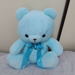 青と白のクマのぬいぐるみ ⑲くま無料タダお得テディベア熊早い者勝ちぬいぐるみゲーセン