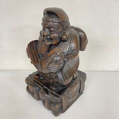 木彫り 大黒天様と恵比寿様の置物 縁起物 アンティーク 2体セットの画像