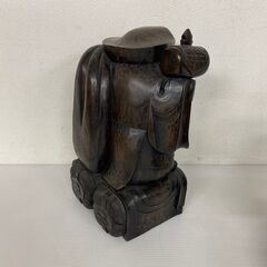 木彫り 大黒天様と恵比寿様の置物 縁起物 アンティーク 2体セットの画像