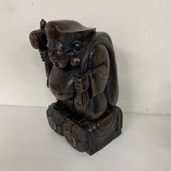 木彫り 大黒天様と恵比寿様の置物 縁起物 アンティーク 2体セットの画像