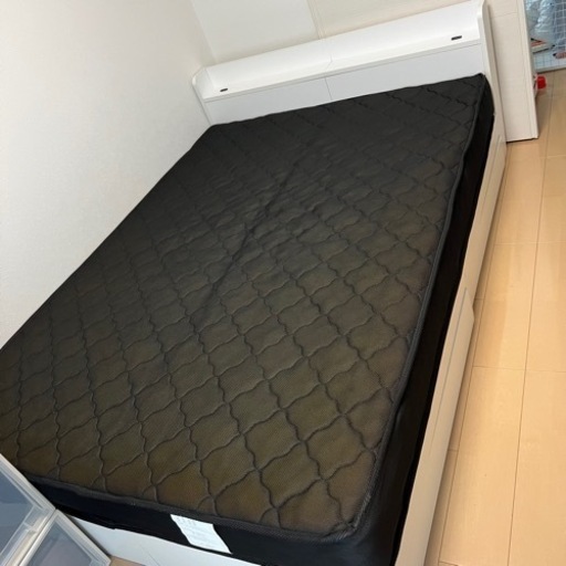 【取引決定】ベッド　ダブル　マットレスセット　収納付き