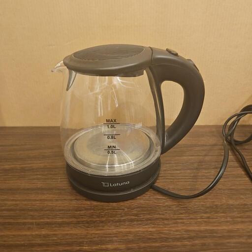 ポット ケトル 電子ケトル 電気 [コップ1杯95秒] 1.0L 【LEDライト付】2021年版 [Latuna] ガラス コーヒー 電気ケトル ゆわかしケトル