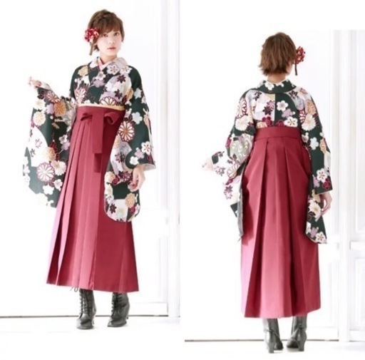 【美品】［最終値下げ］袴　はかま　4点セット　卒業式　大学生　L  レトロモダン　飾り襟付き