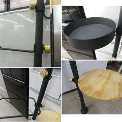 DRAW A LINE ドローアライン 突っ張りポールラック 高200-275㎝ ブラック系 トレイ・テーブル・シューズラック・フック付き アイアン　西岡店の画像