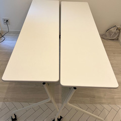 オフィスで使える長テーブル2つをお譲りします（白色）の画像