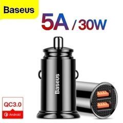 Baseus ベースアス 5A 30W QC 3.0 ミニ デュアル カーチャージャー 急速充電 クイックチャージ Quick Charge 3.0 12V 24V ブラック 黒の画像