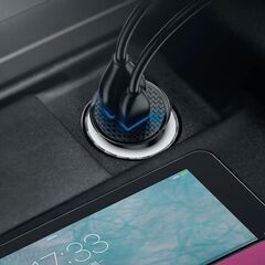 Baseus ベースアス 5A 30W QC 3.0 ミニ デュアル カーチャージャー 急速充電 クイックチャージ Quick Charge 3.0 12V 24V ブラック 黒の画像