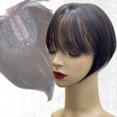 【新品】BK8#1011   人毛　部分ウィッグ　ショートストレ...