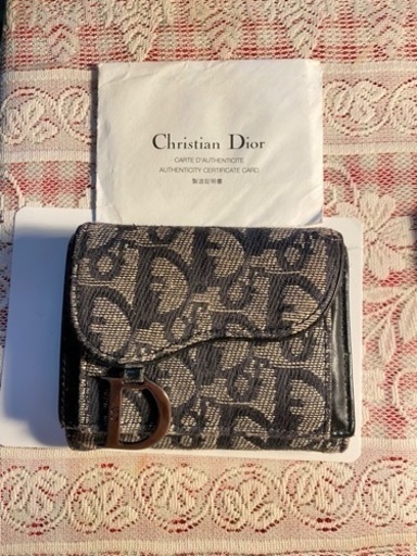 【美品】クリスチャンディオール　三つ折り財布　D金具　トロッター　キャンバス