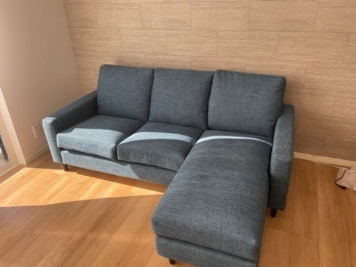 ニトリ カウチ　ソファ　ターコイズブルー　3人掛け