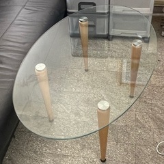 【受け渡し済】だ円 ガラス丸テーブル ローテーブル