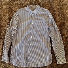 無印良品 ストライプシャツ L 紺色