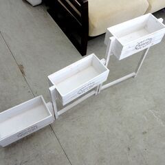 3連 プランター カントリー調 幅37×奥18×高57cm ホワイト/白 ウッド ボックス 北欧風 家具 収納 札幌市 中央区 南12条の画像