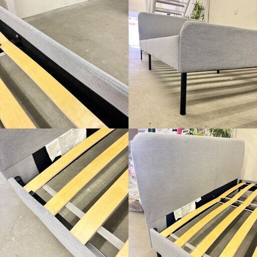  15595  IKEA ダブルベッドフレーム　SLATTUM   ◆大阪市内・東大阪市他 5,000円以上ご購入で無料配達いたします
