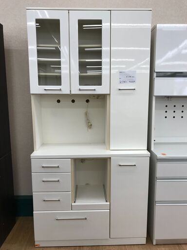 ★ジモティ割あり★  食器棚 ホワイト H211×W105×D42 クリーニング済み KJ4150