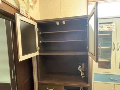 【リサイクルサービス八光】幅80㎝　ニトリ食器棚　コパンKB　ダークブラウン