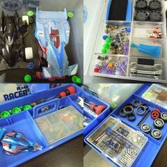 ミニ四駆 車体 ギア モーター タイヤ 工具 他 パーツまとめて2ケースセット 動作未確認 プラモデル 札幌市 新道東店の画像